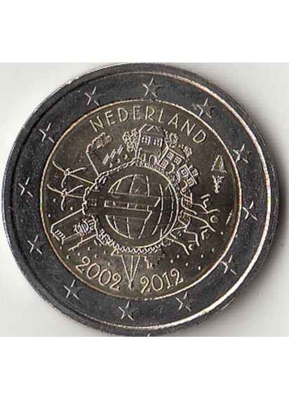 2012 -  2 Euro OLANDA 10° Anniversario euro Fdc